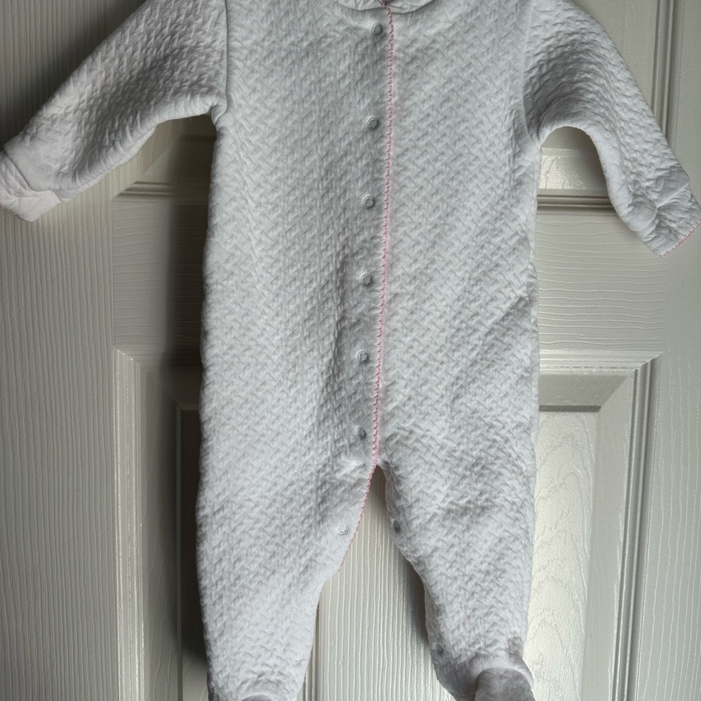 Nellapima White Footie with Pink Trim 6-9 Months